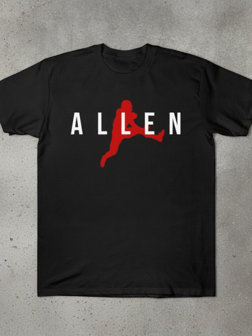 Allen Buffalo Football Player Silhouette Jordan Style Black T-Shirt